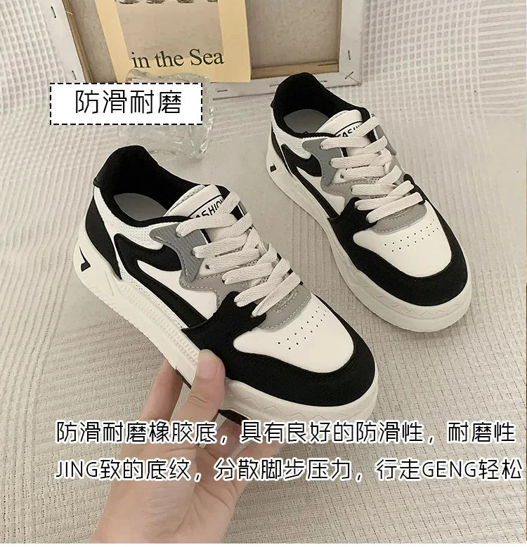 Brand Leather Women's Sneakers White Platform Woman Sports Sneakers Female Vulcanized Shoes Sneakers Casual Ladies Trainers2024