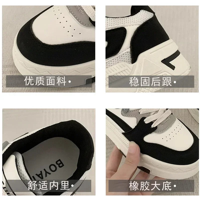 Brand Leather Women's Sneakers White Platform Woman Sports Sneakers Female Vulcanized Shoes Sneakers Casual Ladies Trainers2024