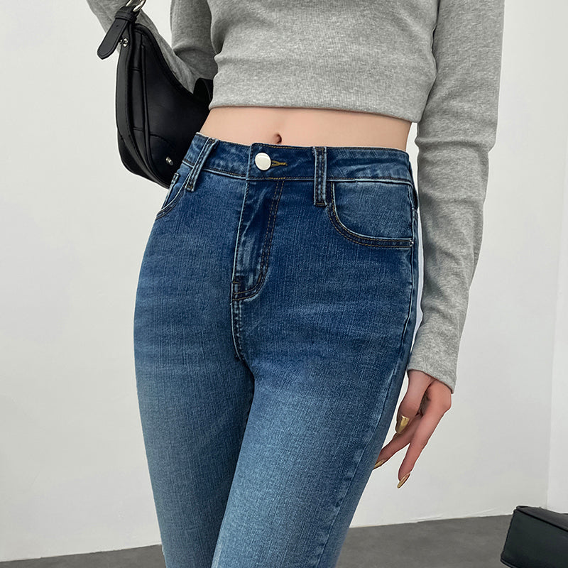 Women Stretchy Skinny Jeans Lady High Waist Vintage Pencil Long Pants Girls Leggings Straight Leg  Fashion Casual Daily Trousers