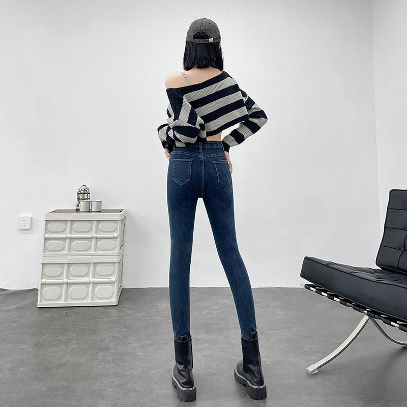 Women Stretchy Skinny Jeans Lady High Waist Vintage Pencil Long Pants Girls Leggings Straight Leg  Fashion Casual Daily Trousers