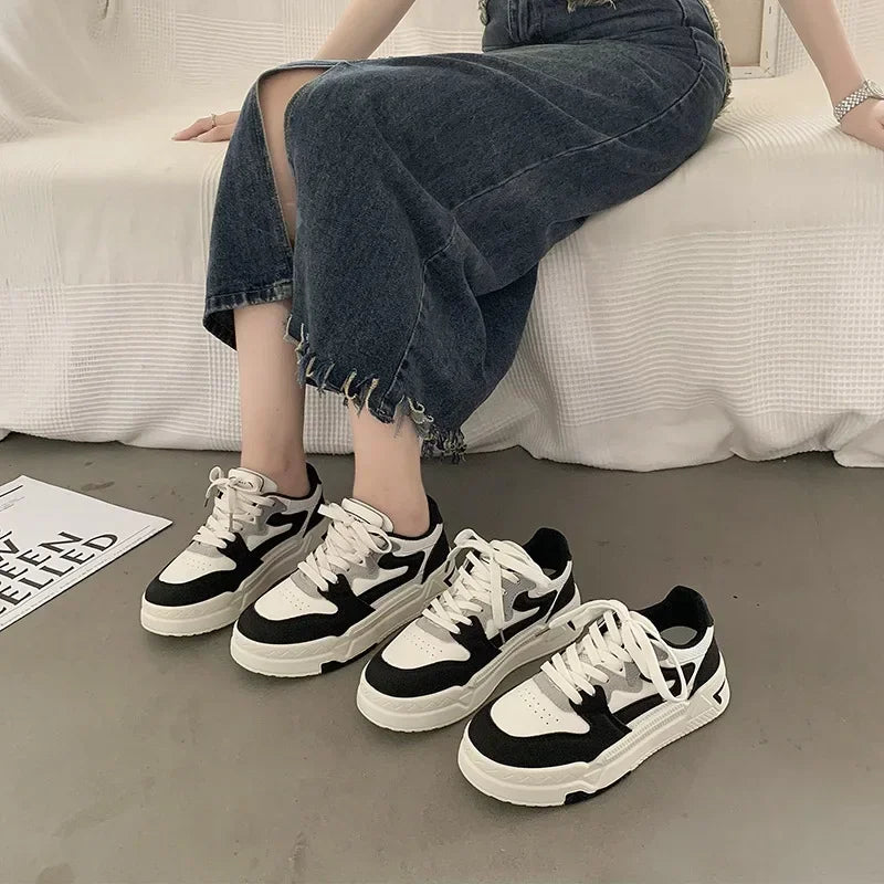 Brand Leather Women's Sneakers White Platform Woman Sports Sneakers Female Vulcanized Shoes Sneakers Casual Ladies Trainers2024