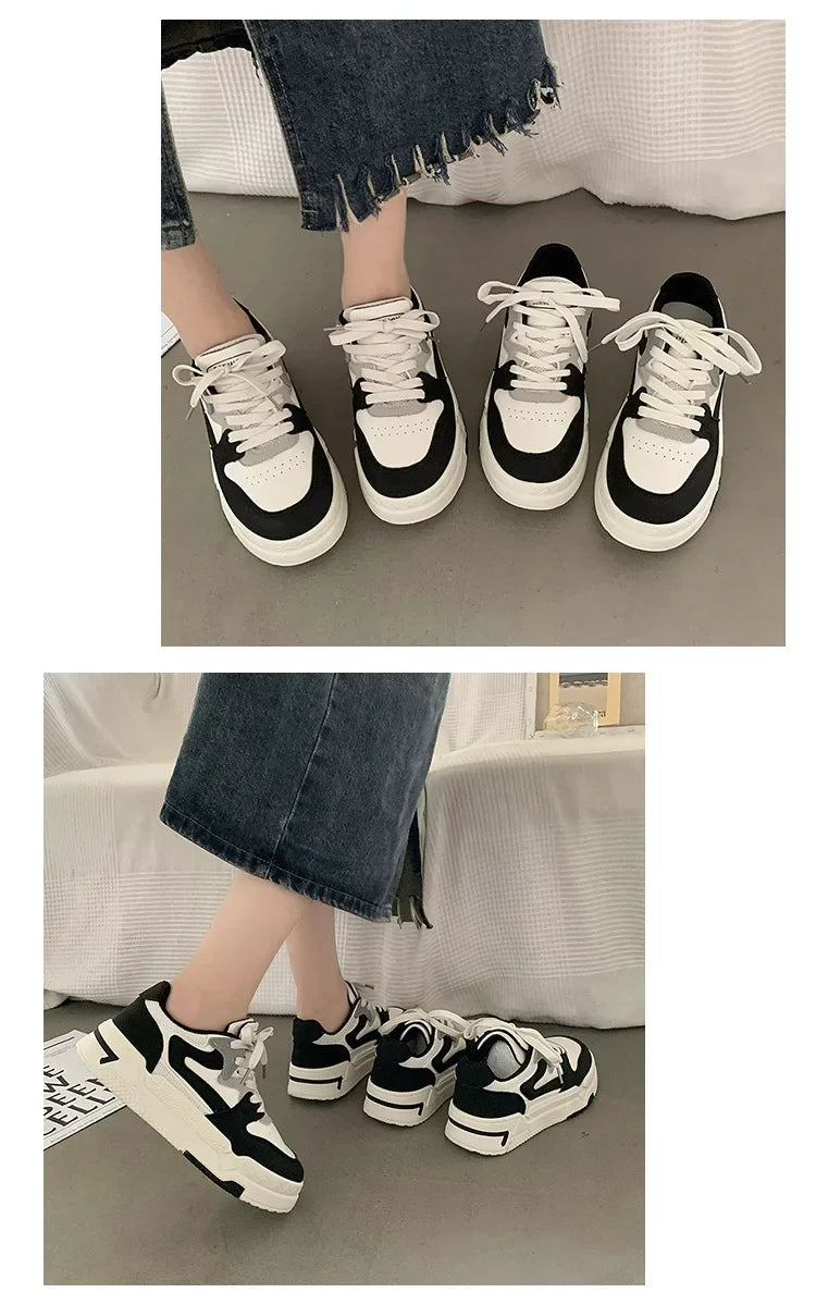 Brand Leather Women's Sneakers White Platform Woman Sports Sneakers Female Vulcanized Shoes Sneakers Casual Ladies Trainers2024