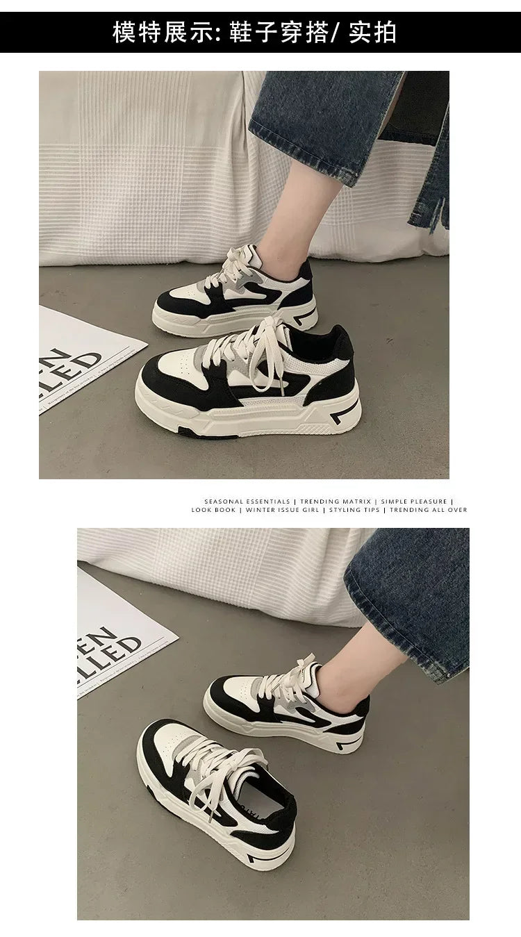 Brand Leather Women's Sneakers White Platform Woman Sports Sneakers Female Vulcanized Shoes Sneakers Casual Ladies Trainers2024