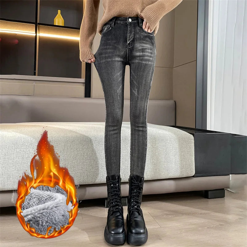 Women Stretchy Skinny Jeans Lady High Waist Vintage Pencil Long Pants Girls Leggings Straight Leg  Fashion Casual Daily Trousers