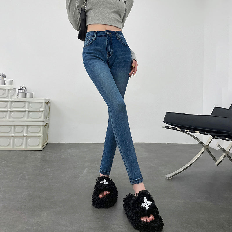 Women Stretchy Skinny Jeans Lady High Waist Vintage Pencil Long Pants Girls Leggings Straight Leg  Fashion Casual Daily Trousers
