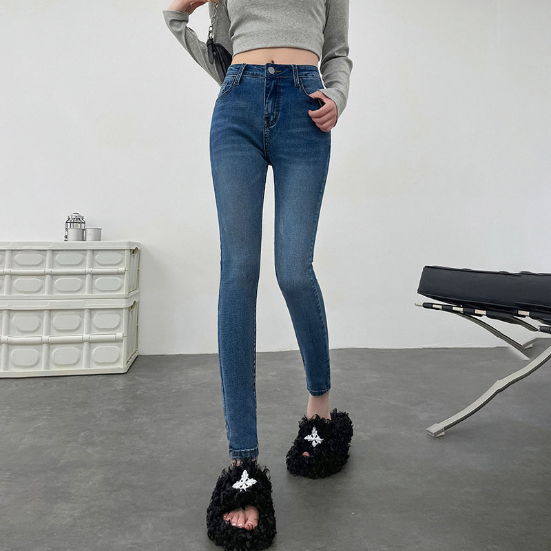 Women Stretchy Skinny Jeans Lady High Waist Vintage Pencil Long Pants Girls Leggings Straight Leg  Fashion Casual Daily Trousers
