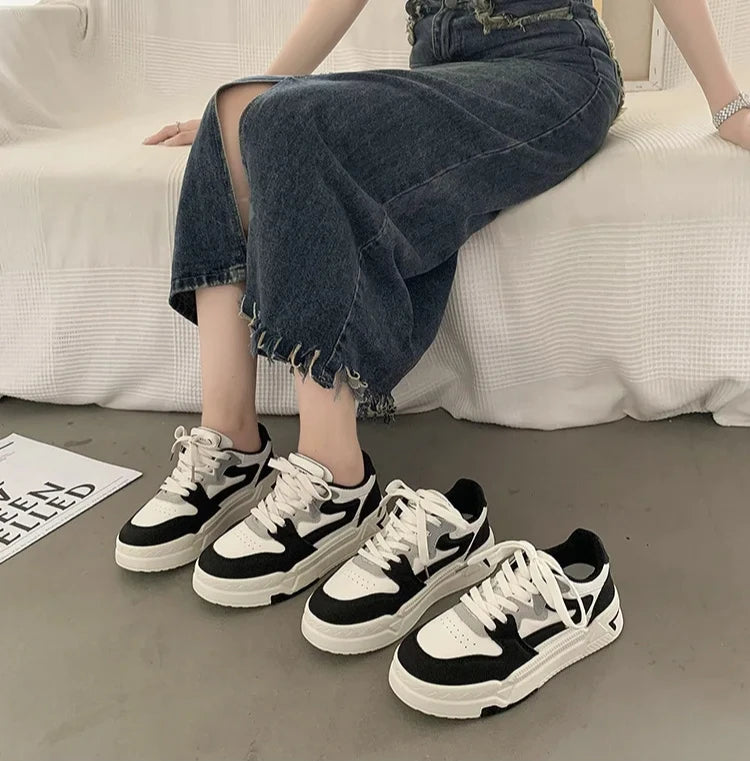 Brand Leather Women's Sneakers White Platform Woman Sports Sneakers Female Vulcanized Shoes Sneakers Casual Ladies Trainers2024