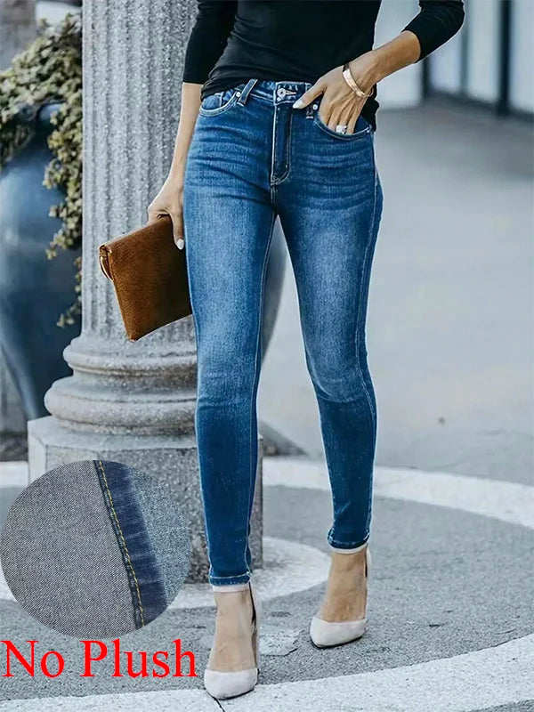 Women Stretchy Skinny Jeans Lady High Waist Vintage Pencil Long Pants Girls Leggings Straight Leg  Fashion Casual Daily Trousers