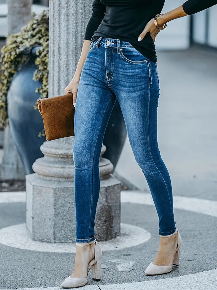 Women Stretchy Skinny Jeans Lady High Waist Vintage Pencil Long Pants Girls Leggings Straight Leg  Fashion Casual Daily Trousers
