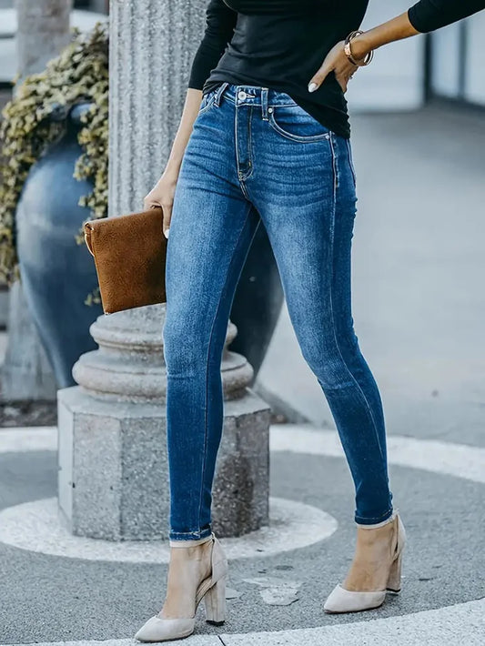 Women Stretchy Skinny Jeans Lady High Waist Vintage Pencil Long Pants Girls Leggings Straight Leg  Fashion Casual Daily Trousers